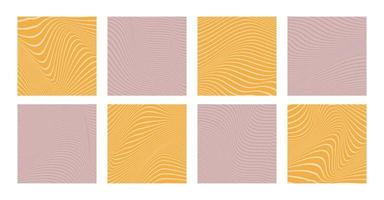 Trendy retro style abstract groovy line wave pattern set vector