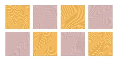 Trendy retro style abstract groovy line wave pattern set vector