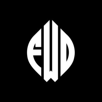 FWD circle letter logo design with circle and ellipse shape. FWD ellipse letters with typographic style. The three initials form a circle logo. FWD Circle Emblem Abstract Monogram Letter Mark Vector. vector