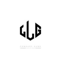 Diseño de logotipo de letra llg con forma de polígono. diseño de logotipo en forma de cubo y polígono llg. llg hexágono vector logo plantilla colores blanco y negro. monograma llg, logotipo comercial e inmobiliario.