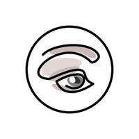 logotipo de minimalismo ocular. cejas de pestañas - icono de una sola línea. maquillaje - ilustración aislada para salón de belleza. tatuaje permanente, mira. visión, salud vector