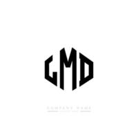LMD letter logo design with polygon shape. LMD polygon and cube shape logo design. LMD hexagon vector logo template white and black colors. LMD monogram, business and real estate logo.