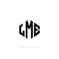 LME letter logo design with polygon shape. LME polygon and cube shape logo design. LME hexagon vector logo template white and black colors. LME monogram, business and real estate logo.