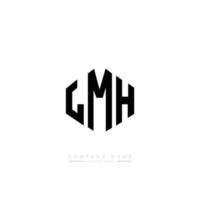LMH letter logo design with polygon shape. LMH polygon and cube shape logo design. LMH hexagon vector logo template white and black colors. LMH monogram, business and real estate logo.