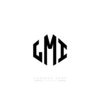LMI letter logo design with polygon shape. LMI polygon and cube shape logo design. LMI hexagon vector logo template white and black colors. LMI monogram, business and real estate logo.