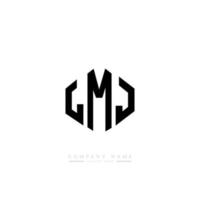 LMJ letter logo design with polygon shape. LMJ polygon and cube shape logo design. LMJ hexagon vector logo template white and black colors. LMJ monogram, business and real estate logo.