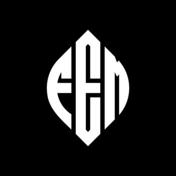 FEM circle letter logo design with circle and ellipse shape. FEM ellipse letters with typographic style. The three initials form a circle logo. FEM Circle Emblem Abstract Monogram Letter Mark Vector. vector