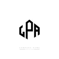 LPA letter logo design with polygon shape. LPA polygon and cube shape logo design. LPA hexagon vector logo template white and black colors. LPA monogram, business and real estate logo.