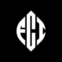 FCI circle letter logo design with circle and ellipse shape. FCI ellipse letters with typographic style. The three initials form a circle logo. FCI Circle Emblem Abstract Monogram Letter Mark Vector. vector