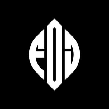FDJ circle letter logo design with circle and ellipse shape. FDJ ellipse letters with typographic style. The three initials form a circle logo. FDJ Circle Emblem Abstract Monogram Letter Mark Vector. vector