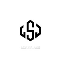 LSJ letter logo design with polygon shape. LSJ polygon and cube shape logo design. LSJ hexagon vector logo template white and black colors. LSJ monogram, business and real estate logo.