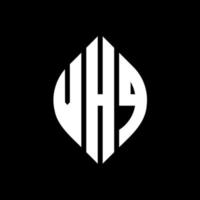 VHQ circle letter logo design with circle and ellipse shape. VHQ ellipse letters with typographic style. The three initials form a circle logo. VHQ Circle Emblem Abstract Monogram Letter Mark Vector. vector