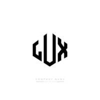 LUX letter logo design with polygon shape. LUX polygon and cube shape logo design. LUX hexagon vector logo template white and black colors. LUX monogram, business and real estate logo.