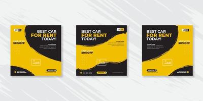 Rent a car banner for  social media post template design vector