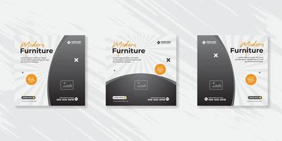 Modern Furniture social media post templates design vector