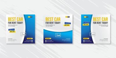 Rent a car banner for  social media post template design vector