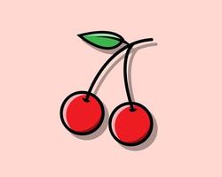 ilustración vectorial cereza fruta icono diseño plano colorido. vector
