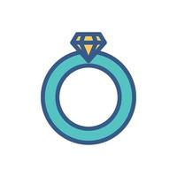 gem ring icon. Icon related to wedding. Lineal color icon style. Simple design editable vector