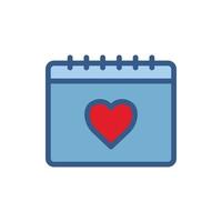 Calendar icon with heart. Icon related to wedding. Lineal color icon style. Simple design editable vector