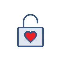 Open lock icon with heart. Icon related to wedding. Lineal color icon style. Simple design editable vector