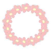 Abstract circle frame with an image of flowers in trendy pink color. Copyspace. Template. Lifestyle. vector