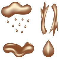 Set of abstract realistic graphic elements in trendy chocolate tints. Vector 3d illustration.