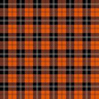 Orange tartan plaid pattern, tartan fabric texture seamless pattern, vector background