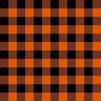 Orange and Black plaid pattern vector background, Tartan fabric texture