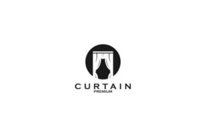 Flat curtain logo icon design template vector illustration idea