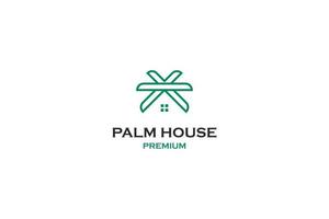 Flat palm tree house logo design vector template illustration idea