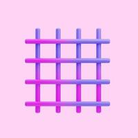 3d rendering of gradient colored checkered grid shape icon illustrations, for layout decoration and more photo