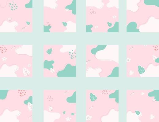 PrintAbstract pink Doodle shapes background, background with organic shapes