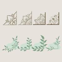 formas de esquina florales con formas orgánicas, ilustración de marco de borde de hojas vector