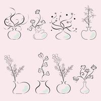 Abstract Magic flower in vase with organic shapes, Fantasy flower vector