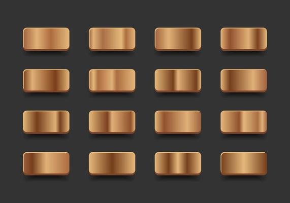 Bronze Gradient Collection Set For Backgrounds, Label, Cover, Ribbon, Banner, Coin, Flyer, Frame, Card, Poster, Ring etc.