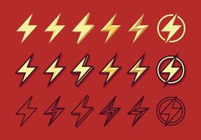 Lightning Icon Collection Set, Flat Color And Line Art Style vector