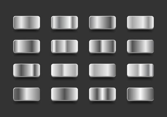 Silver Gradient Collection Set For Backgrounds, Label, Cover, Ribbon, Banner, Coin, Flyer, Frame, Card, Poster, Ring etc.