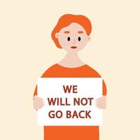 Movement support of women and human rights with middle gender character. We will not go back, my body my choice illustration. vector