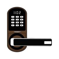 Door handle realistic knob and lock with pin code vector image