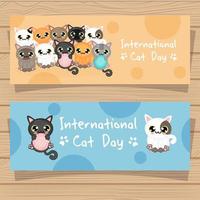 Collection of banners International Cat Day, vector illustration