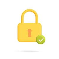 Security lock protection guarantee 3d vector icon design