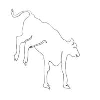 Funny cow continuous line art drawing style, the cow sketch black linear isolated on white background, the best funny cow vector illustration.