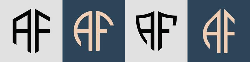 Creative simple Initial Letters AF Logo Designs Bundle.