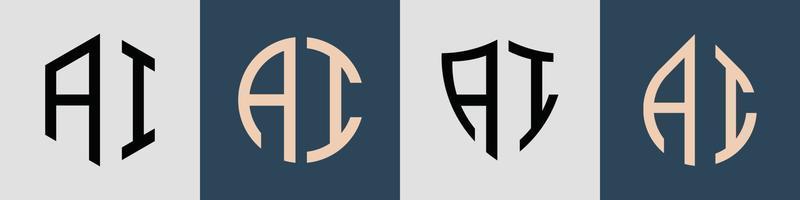 paquete de diseños de logotipos ai con letras iniciales simples y creativas. vector