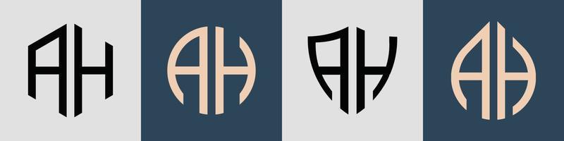 paquete de diseños de logotipos ah con letras iniciales sencillas y creativas. vector