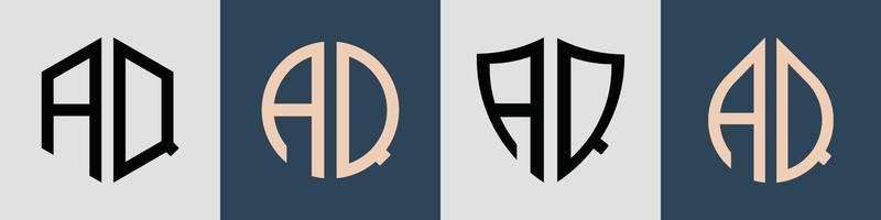 Creative simple Initial Letters AQ Logo Designs Bundle.