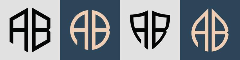Paquete de diseños de logotipos ab con letras iniciales simples y creativas. vector