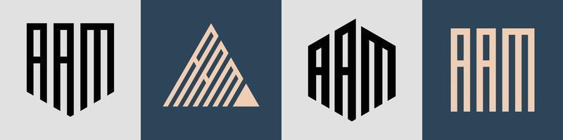 Paquete creativo de diseños de logotipo de aam con letras iniciales simples. vector