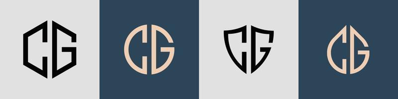 Paquete de diseños de logotipo cg de letras iniciales simples y creativas. vector
