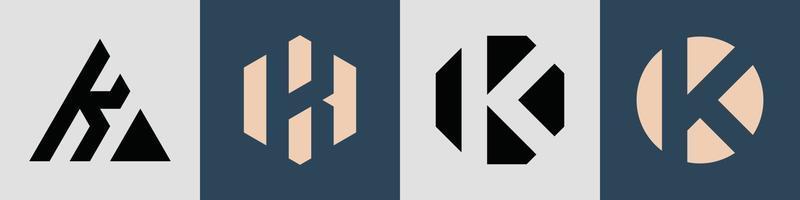 Paquete creativo de diseños de logotipo de letras iniciales simples k. vector